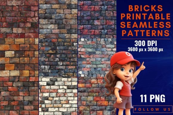 Bricks Printable Seamless Patterns for Creative Projects