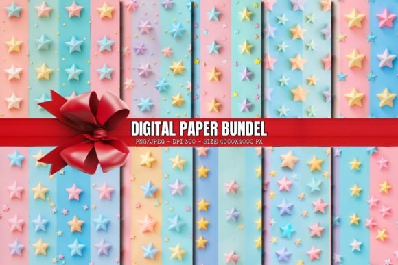 Colorful Star Patterns Digital Papers