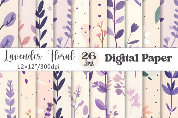 Exploring Lavender Patterns, Floral Digital Paper for Versatile Craft Projects