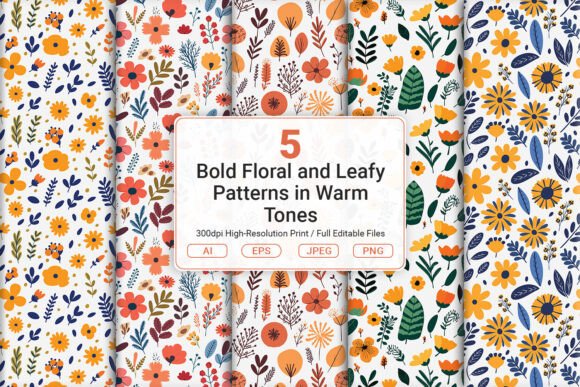 Floral and Leafy Patterns in Warm Tones