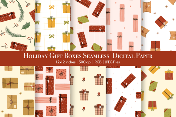 Gift Boxes Seamless Digital Patterns: Elevating Your Creative Projects with Holiday Charm