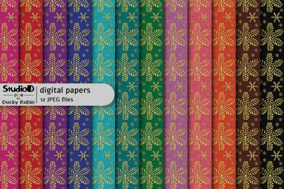Gold Snowflakes Seamless Patterns