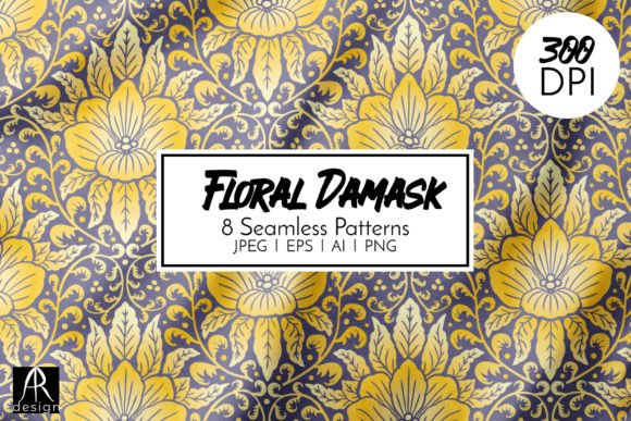 Hibiscus Floral Damask Patterns Bundle