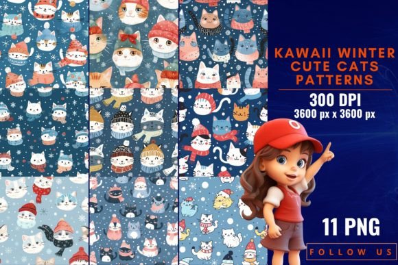 Kawaii Winter Cute Cats Patterns: A Design Evaluation