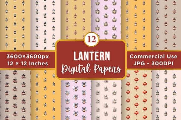 Lantern Digital Paper Patterns for Creators