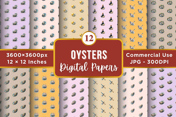 Oysters Digital Paper Patterns for Creative Projects
