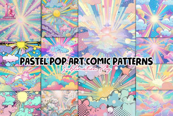 Pastel Pop Art Comic Patterns Clipart for Creatives