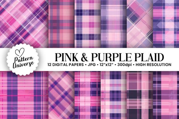 Pink Purple Plaid Seamless Patterns