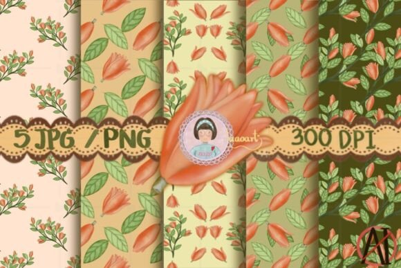 Retro Champa Flower Seamless Patterns
