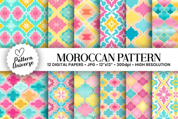 Unleash Creativity with 12 Summer Moroccan Tiles Seamless Patterns