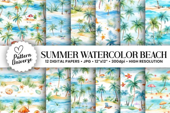 Watercolor Summer Palm Beach Patterns: A Strategic Asset for Creative Branding and Design